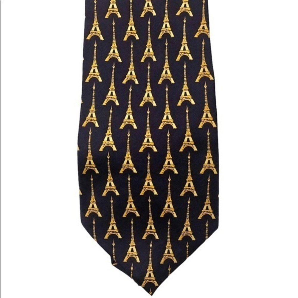 Eiffel Tower tie, blue & gold, conversation piece!